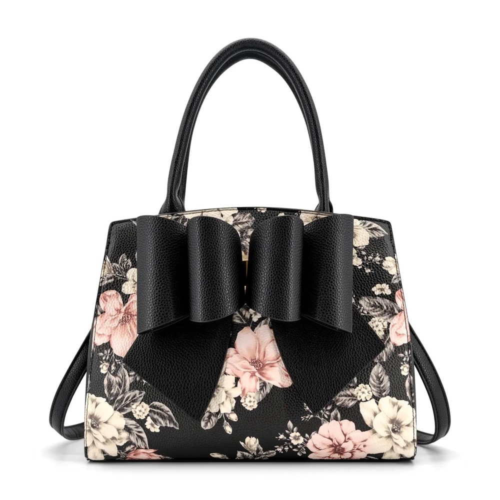 Rosalie Bow Top Handle Spring Satchel Bag-Floral Print